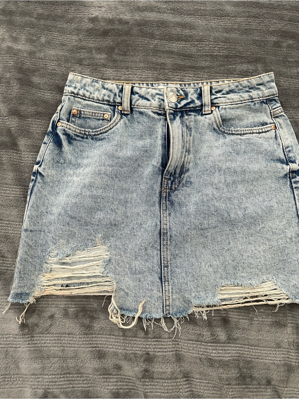 refuge Light Blue Washed Denim Skirt